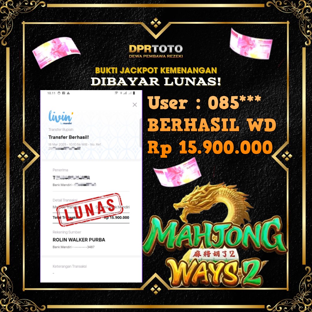 KEMENANGAN BESAR MHJONG WAYS 2 WD 19.500.000 - LUNAS